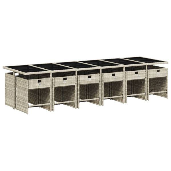 vidaXL Vrtna jedilna garnitura 13-delna z blazinami sv. siv poli ratan