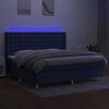 vidaXL Box spring postelja z vzmetnico LED modra 200x200 cm blago