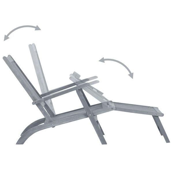 vidaXL Ležalnik z naslonjalom za noge in blazino trden akacijev les