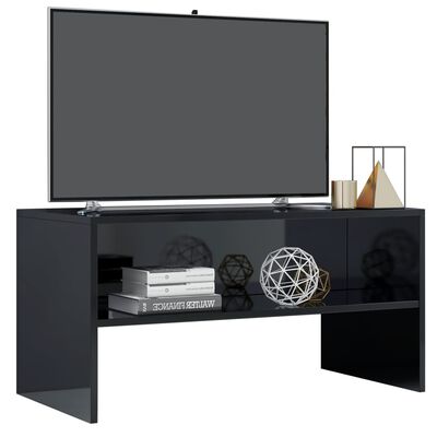 vidaXL TV omarica visok sijaj črna 80x40x40 cm iverna plošča