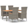 vidaXL Vrtna jedilna garnitura 5-delna z blazinami siv poli ratan