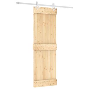 vidaXL Drsna vrata Naravna in bela 70 x 210 cm Masiven borov les