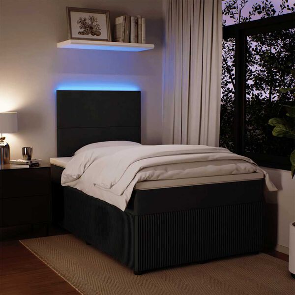 vidaXL Box spring postelja z vzmetnico črna 120x200 cm žamet