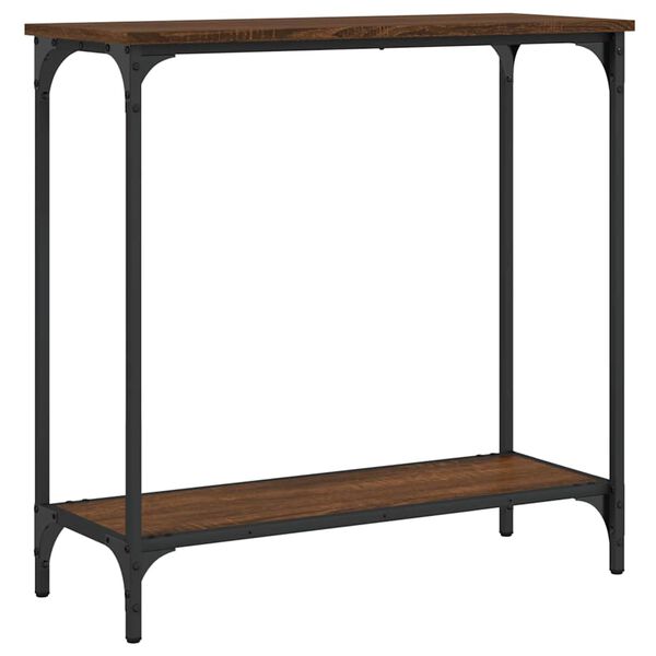 vidaXL Konzolna mizica rjav hrast 75x30,5x75 cm inženirski les