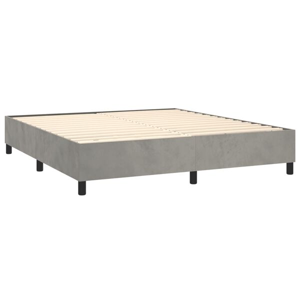 vidaXL Box spring postelja z vzmetnico svetlo siva 200x200 cm žamet