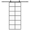 vidaXL Drsna vrata z opremo črna 90x205 cm ESG steklo