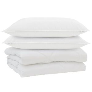vidaXL Odeja z blazino 3 pcs Bela Mikrofibra