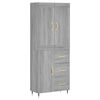 vidaXL Visoka komoda siva sonoma 69,5x34x180 cm inženirski les