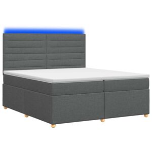 vidaXL Postelja boxspring z vzmetnico Temno siva 200 x 200 cm Blago