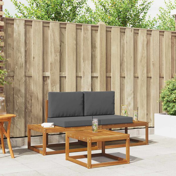 vidaXL Zunanja garnitura za sedenje z blazino 3 pcs Naravna