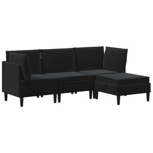 vidaXL Komplet pohi&scaron;tva za dnevno sobo 4 kos Črna Žamet