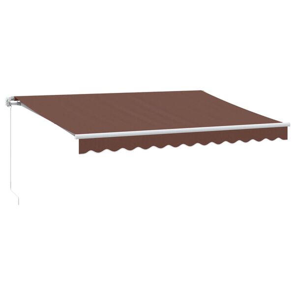 vidaXL Ročno zložljiva tenda z LED rjava 350x250 cm