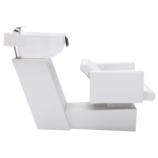 vidaXL Salonski umivalnik s salonskimi stoli umetno usnje