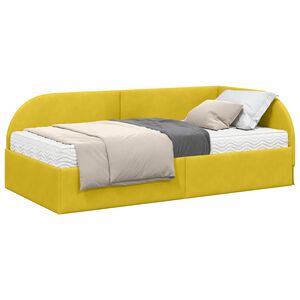 vidaXL Kotni okvir postelje z matrico 2 kos Rumena 80 x 200 cm Žamet