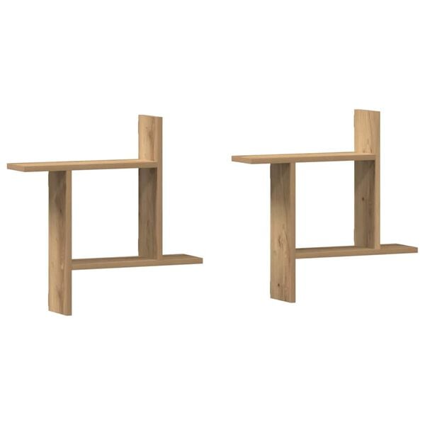 vidaXL Stenske police 2 kosa artisian hrast 50x12x50 cm inženirski les