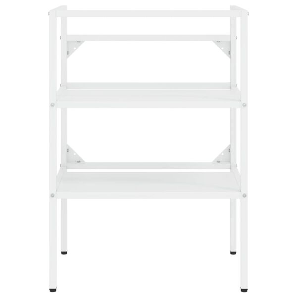 vidaXL Okvir umivalnika z vgradnim umivalnikom belo železo