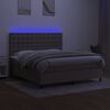 vidaXL Box spring postelja z vzmetnico LED taupe 160x200 cm blago