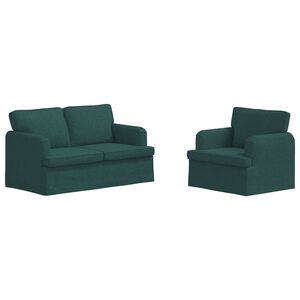 vidaXL Kavč 2 pcs Temno zelena