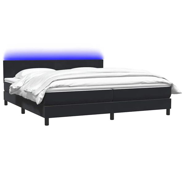 vidaXL Box spring postelja z vzmetnico LED črna 200x210 cm Velvet