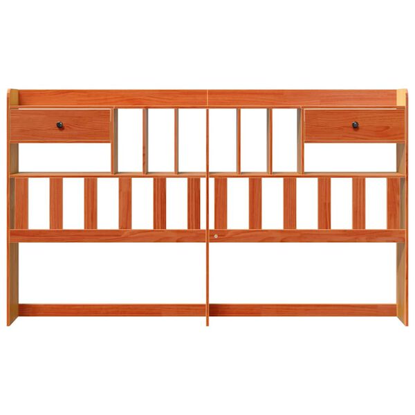 vidaXL Vzglavje s predelki vo&scaron;čeno rjavo 200 cm trdna borovina