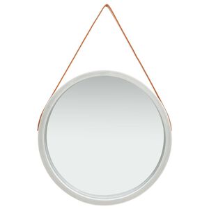 vidaXL Stensko ogledalo s pasom 60 cm srebrno