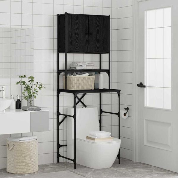 vidaXL Omara za pralni stroj Črn 0ak 68 x 48,5 x 194 cm