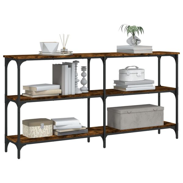 vidaXL Konzolna mizica dimljen hrast 150x29x75 cm inženirski les