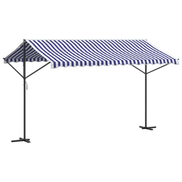 vidaXL Prostostoječa tenda modra in bela 400x300 cm blago in jeklo