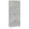 vidaXL Visoka komoda betonsko siva 69,5x34x180 cm inženirski les