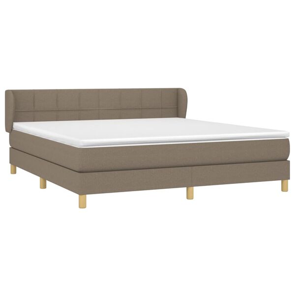 vidaXL Box spring postelja z vzmetnico taupe 180x200 cm blago