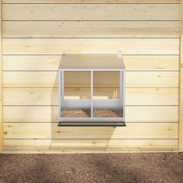 vidaXL Piščančja gnezdilnica s 2 oddelki pocinkana srebrna kovina