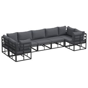 vidaXL Vrtna sedežna garnitura 7 kos Črna Aluminij