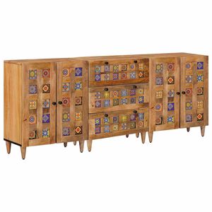 vidaXL Strani &scaron;al 3 pcs Naravna 60 x 33,5 x 75 cm Masiven les manga