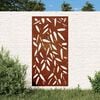 vidaXL Vrtna stenska dekoracija 105x55 cm corten jeklo bambusovi listi