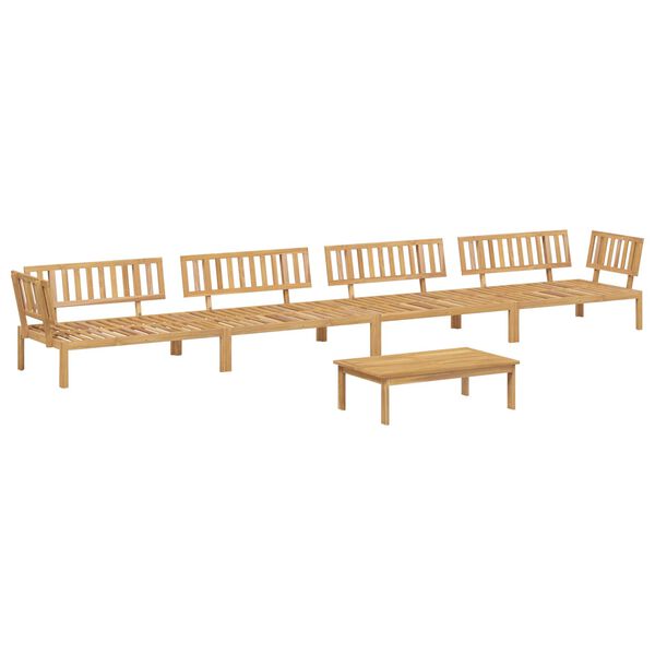 vidaXL Kavčna garnitura z blazino 5 pcs krema Masiven les akacije