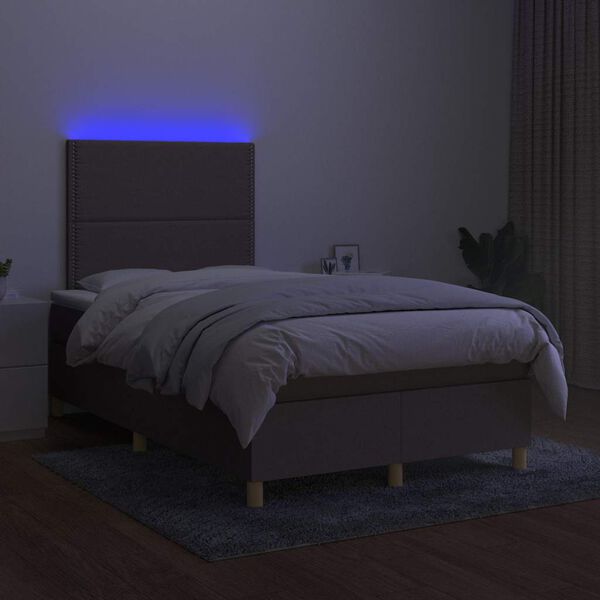 vidaXL Box spring postelja z vzmetnico LED taupe 120x190 cm blago