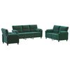 vidaXL Kavčna garnitura 3 pcs Temno zelena Žamet