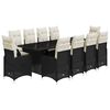 vidaXL Vrtna bistro garnitura 11-delna z blazinami črn poli ratan
