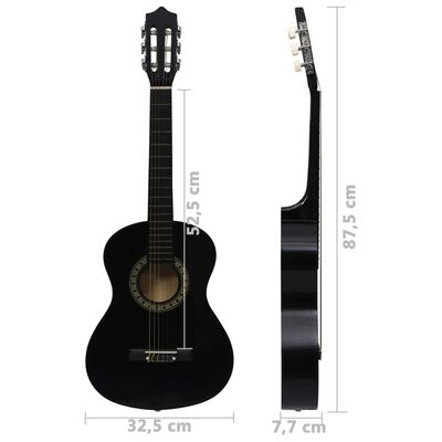 vidaXL Klasična kitara 8-delni začetniški komplet črna 1/2 34"