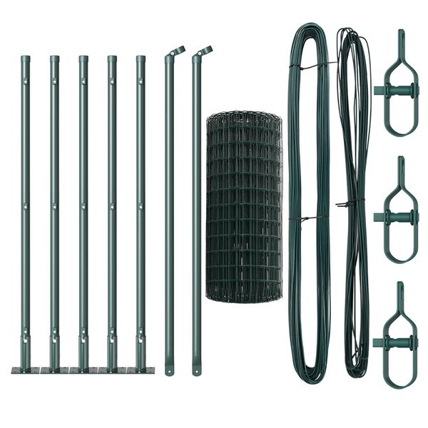 vidaXL Ograja s stebrom Zelena 0,4 x 10 m Jeklo in PVC