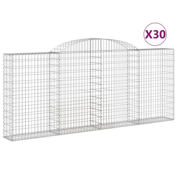 vidaXL Obokane gabion ko&scaron;are 30 kosa 300x30x120/140cm pocinkano železo