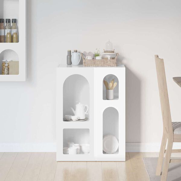 vidaXL Strani &scaron;al Visok sijaj bela 59 x 35 x 80.5 cm Konstruiran les