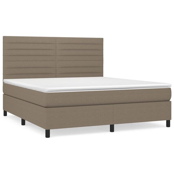 vidaXL Box spring postelja z vzmetnico taupe 180x200 cm blago