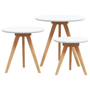 vidaXL Klubska miza 3 pcs Rjava Masivno ore&scaron;no les