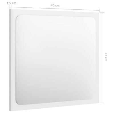 vidaXL Kopalniško ogledalo visok sijaj belo 40x1,5x37 cm iverna pl.