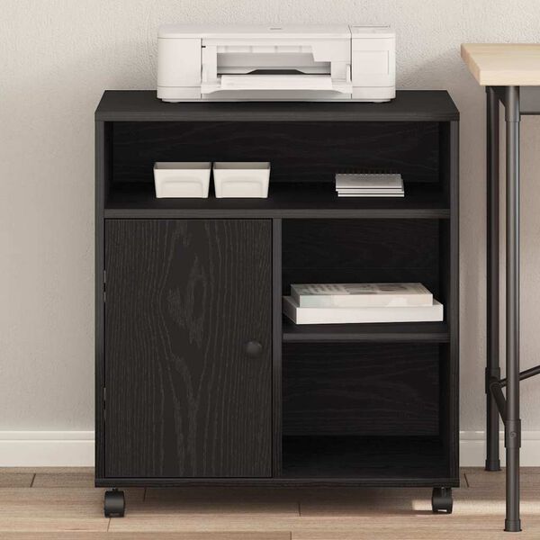 vidaXL Stojalo za tiskalnik Črni hrast 60 x 50 x 67 cm Konstruiran les