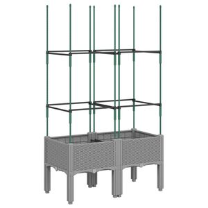 vidaXL Cvetlično korito z oporno mrežo svetlo sivo 80x40x142,5 cm PP