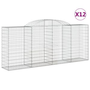 vidaXL Obokana gabionska ko&scaron;ara 12 kos 300x50x120/140cm cinkano železo