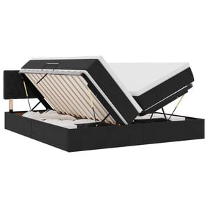 vidaXL LED Postelja za Shranjevanje z Blazino Črna 180 x 200 cm Žamet