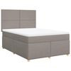 vidaXL Box spring postelja z vzmetnico taupe 140x190 cm blago
